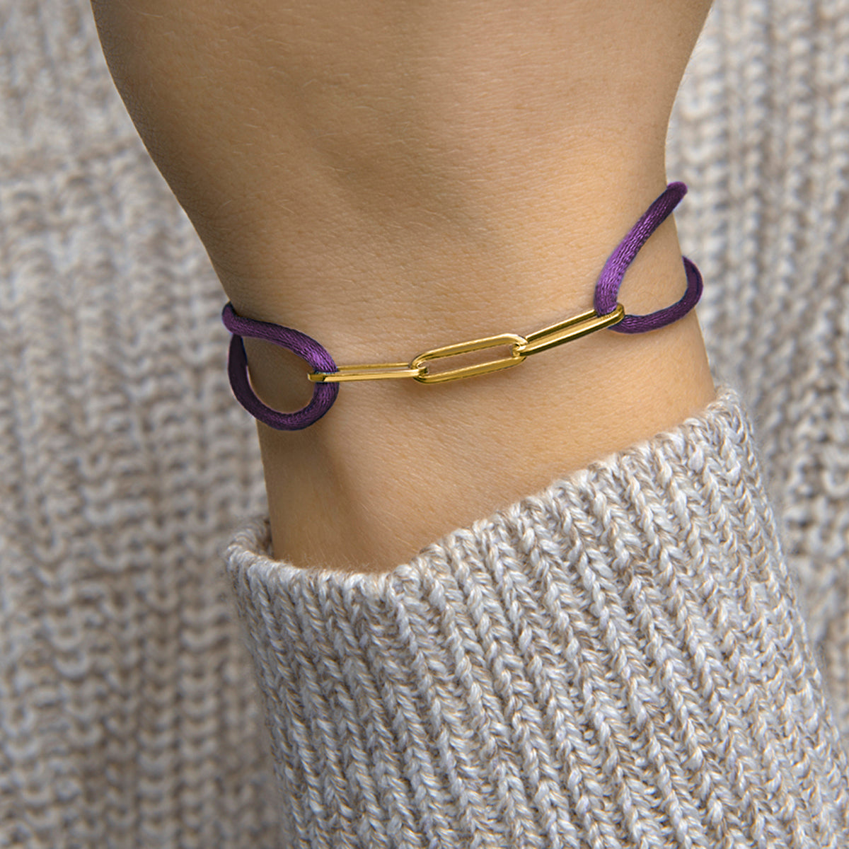 Armband Satin Lila 13 - 26 cm vergoldet (mit Gummi/Nylon/Leder)