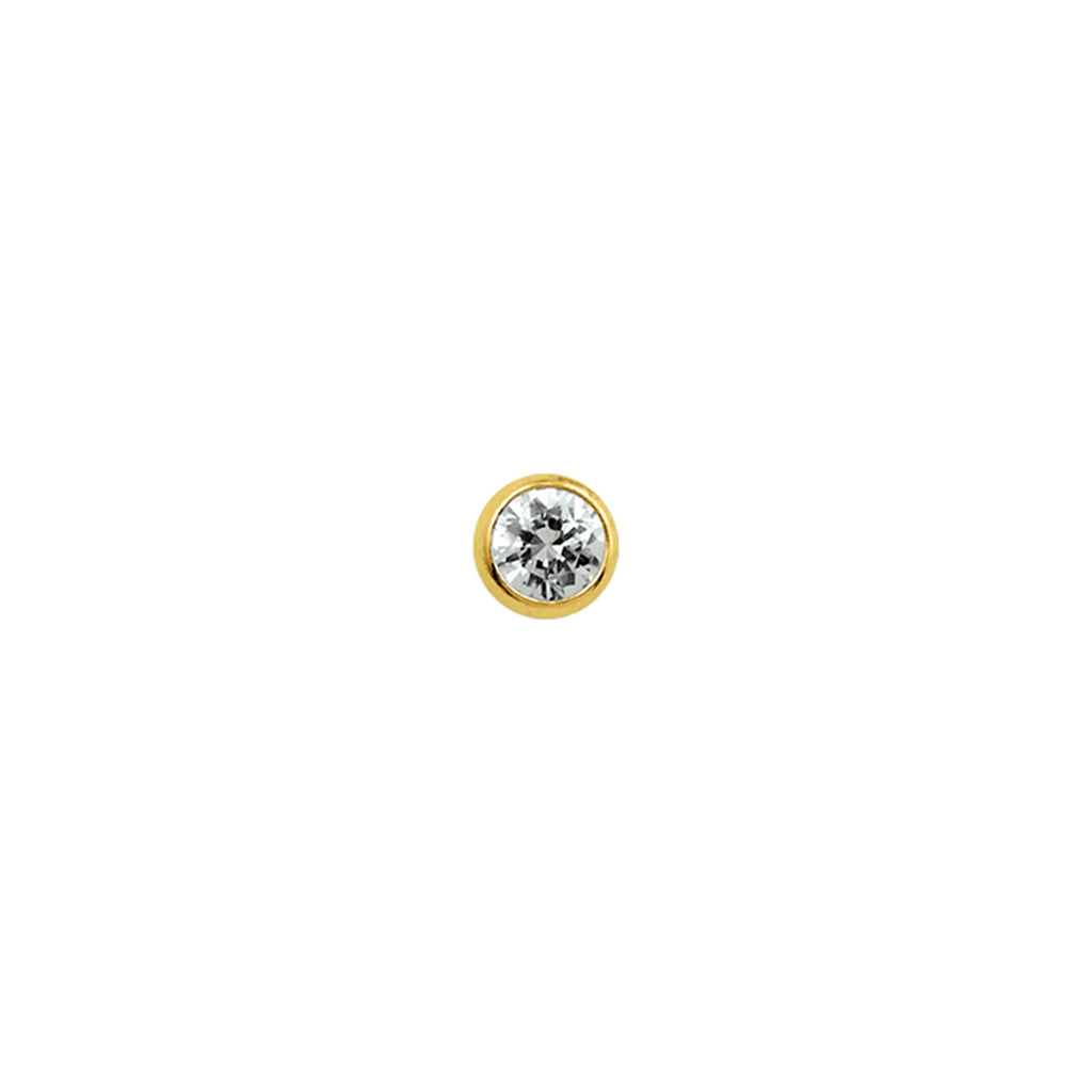 18 krt. krul neusknopje zirkonia 2,5 mm 14K geelgoud