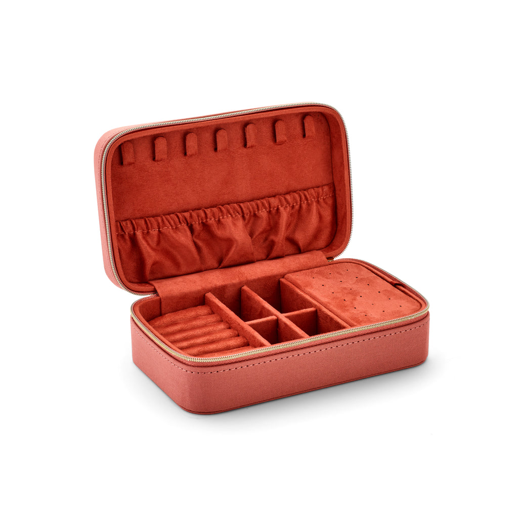 Sieradenbox soft peach velvet 183 x 113 x 60 mm toebehoren