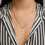 Anhänger Kreuz Zirkonia Silber Weiß