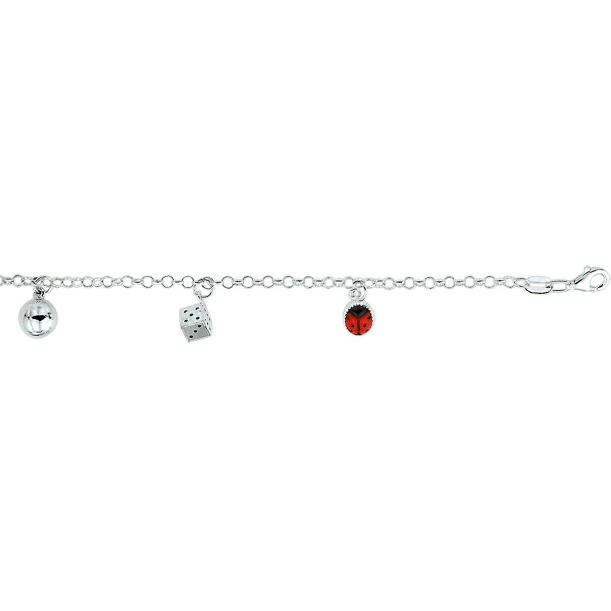 armband diverse bedels 15 cm zilver wit