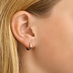 klapoorringen zirkonia 14K bicolor goud geel/wit - vlak