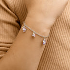 Armband Einhorn Emaille 13 + 3 cm rhodiniertes Silber