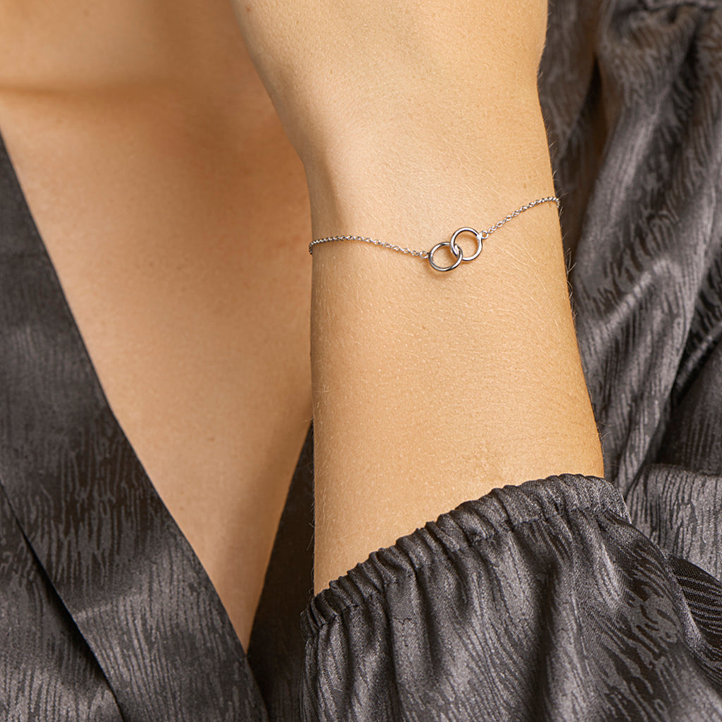 Armband Kreise 1,2 mm 16 + 3 cm Silber rhodiniert