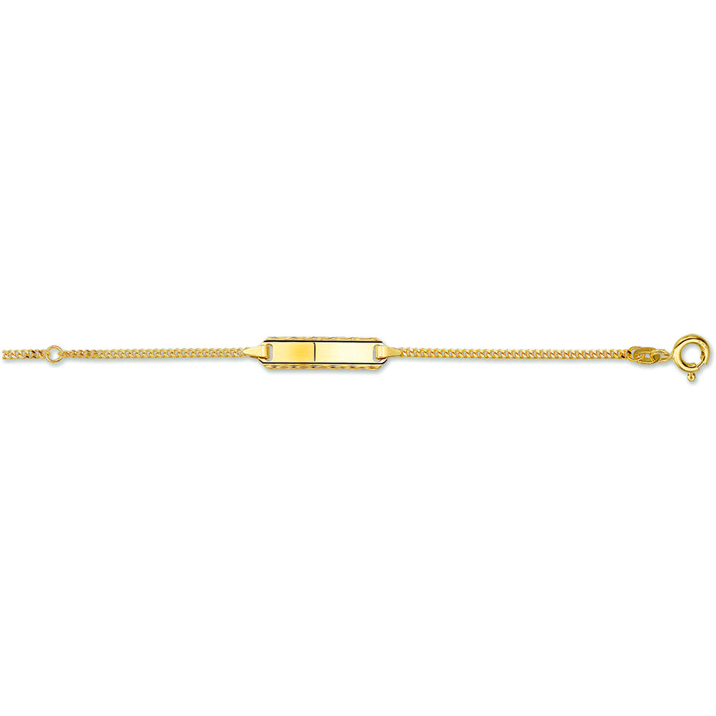 Gravurarmband Gourmet-Kette 4 Seiten geschliffen Platte 5,0 mm 14K Gelbgold