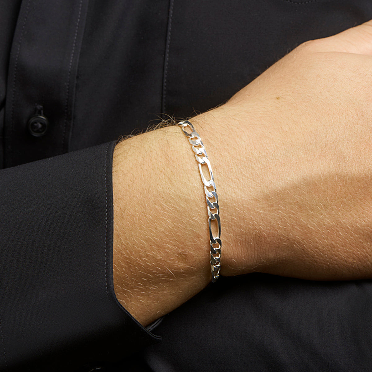 Armband Figaro 5,1 mm 20 cm Silber rhodiniert
