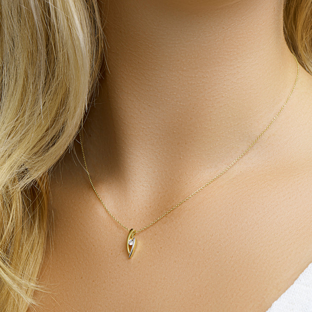 Anhänger Zirkonia bicolor gestempelt 14K Gelbgold