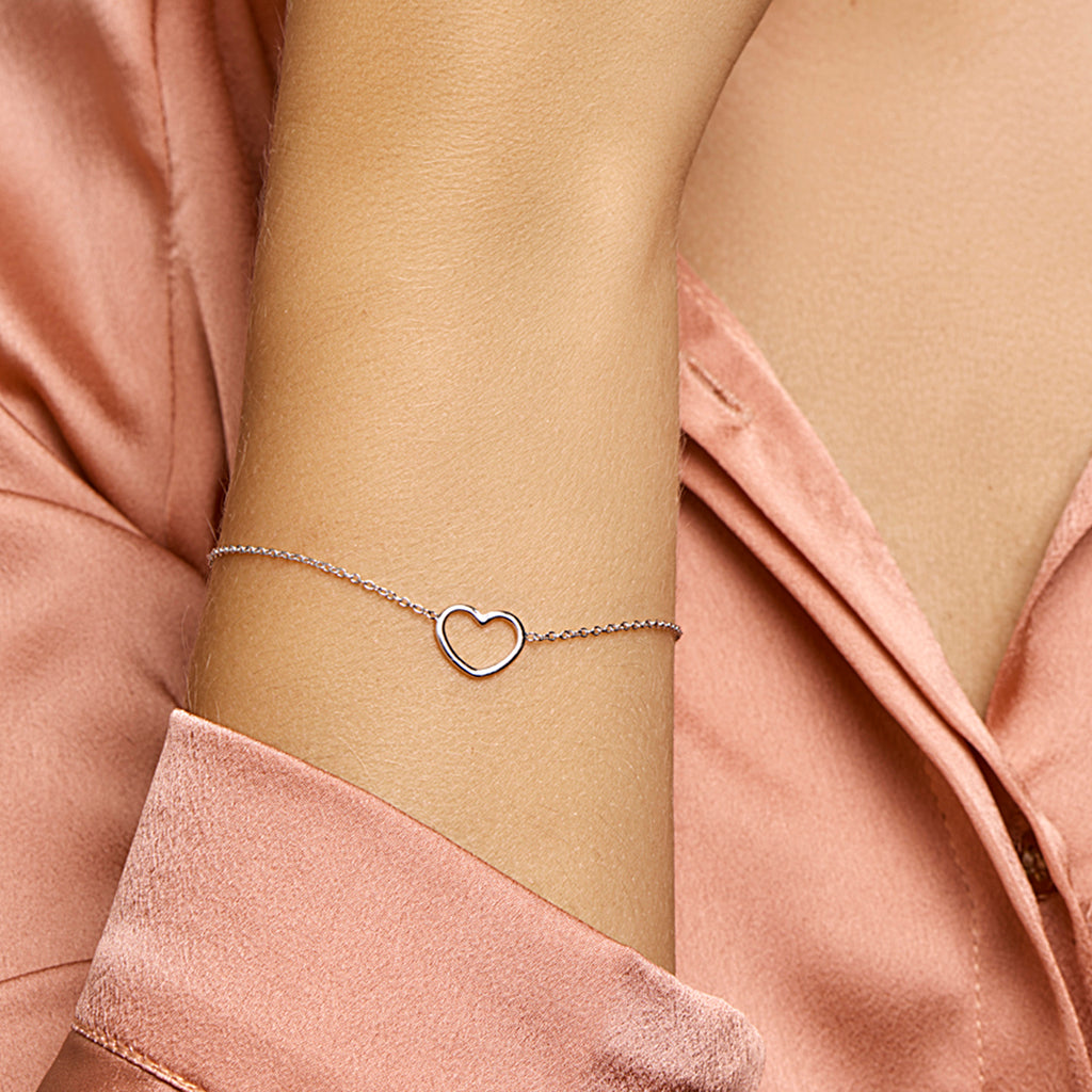 armband hart 1,3 mm 16 + 3 cm zilver gerhodineerd