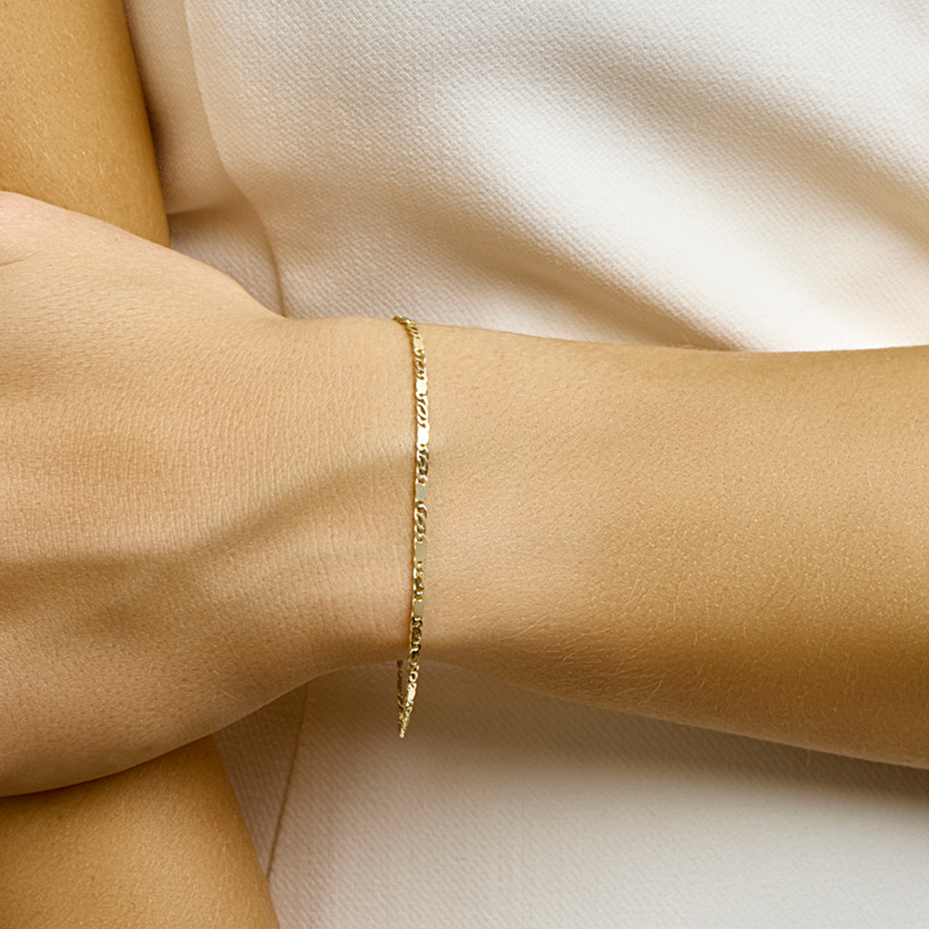 armband valkenoog met tussenstuk 2,1 mm 14K geelgoud