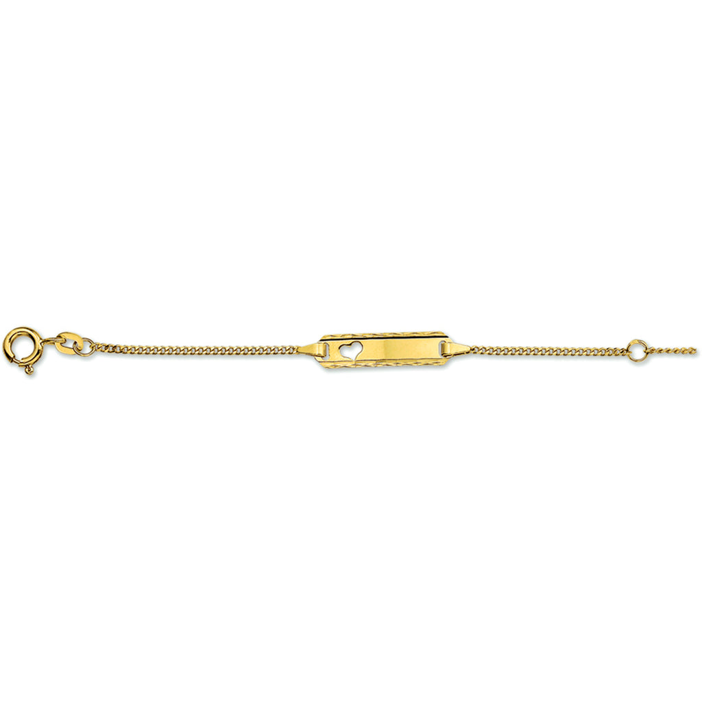 Gravurarmband Herz Gourmette 4 Seiten geschliffene Platte 5,0 mm 14K Gelbgold