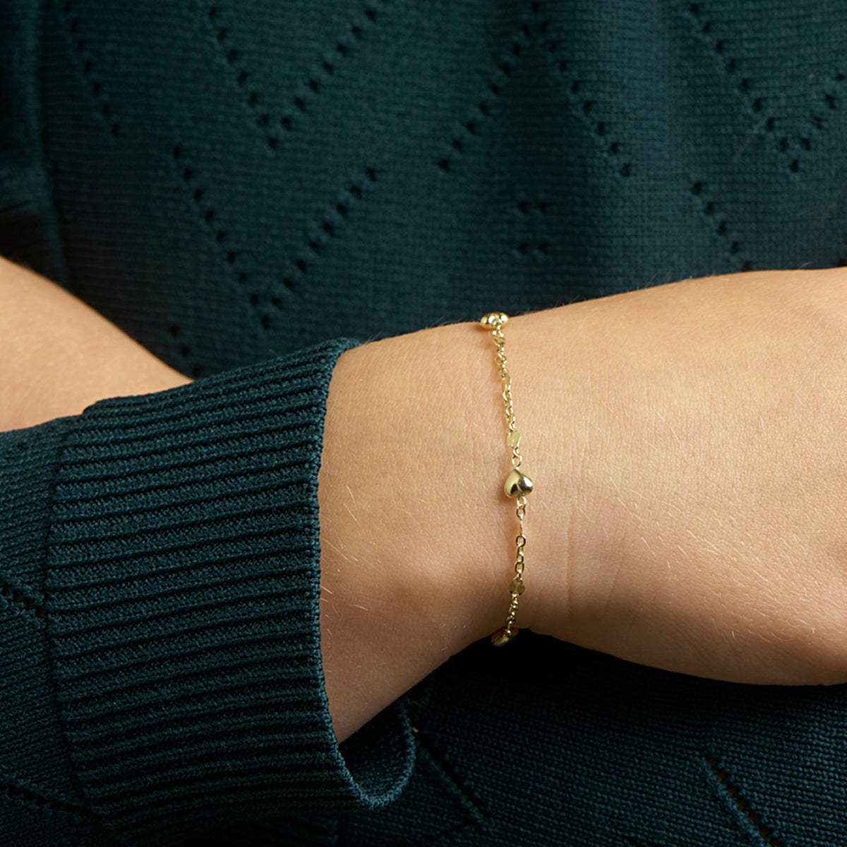 Armband Herzen 11 - 13 cm 14K Gelbgold