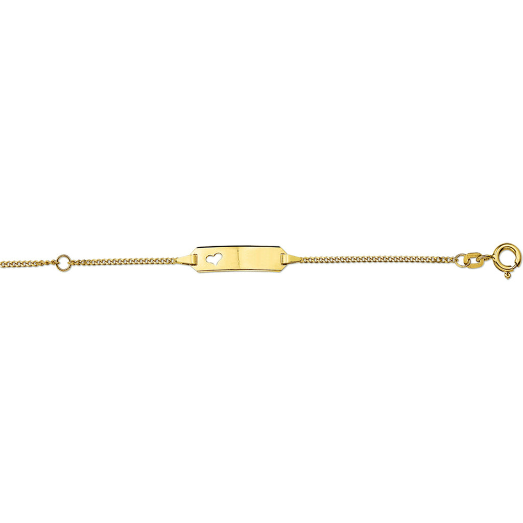 Gravurarmband Herz Gourmette 4 Seiten geschliffene Platte 5,0 mm 14K Gelbgold