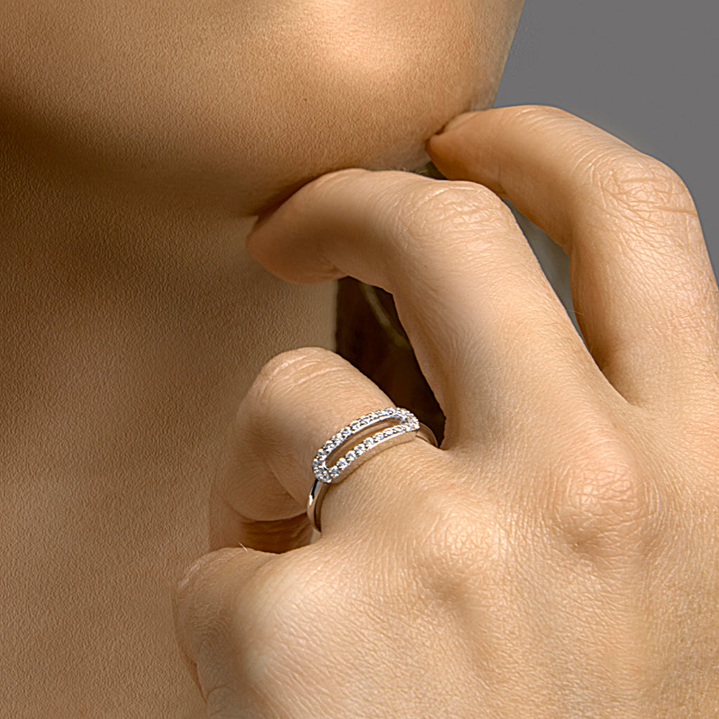 Ring Zirkonia Silber rhodiniert