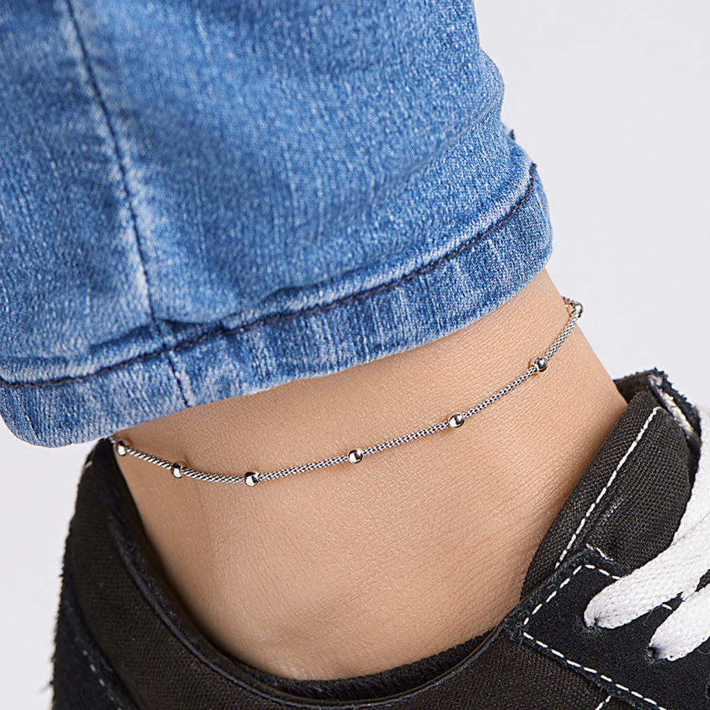 Fußkettchenperlen 3,0 mm Silber rhodiniert