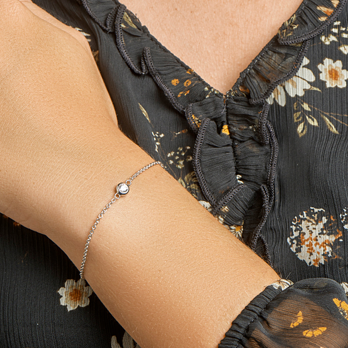 armband zirkonia 1,7 mm 16,5 + 2,5 cm zilver gerhodineerd