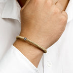 Armband Beige 7 mm 19 - 26 cm Silber rhodiniert mit Kautschuk/Nylon/Leder