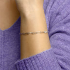 Armband Büroklammer Flachrohr 3,8 mm 16 + 3 cm Silber rhodiniert