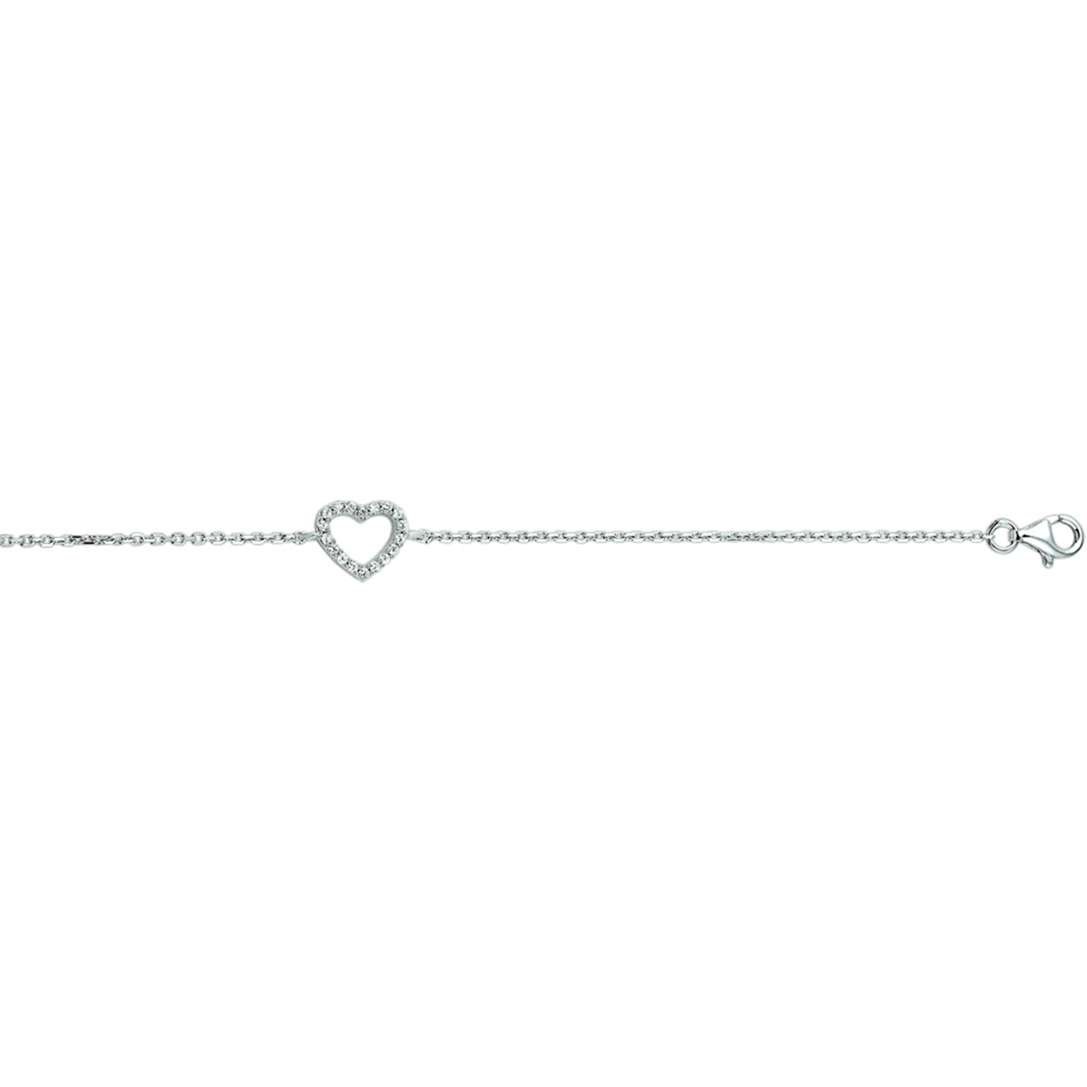 Armband Herz Zirkonia 15,5 + 2,5 cm Silber rhodiniert
