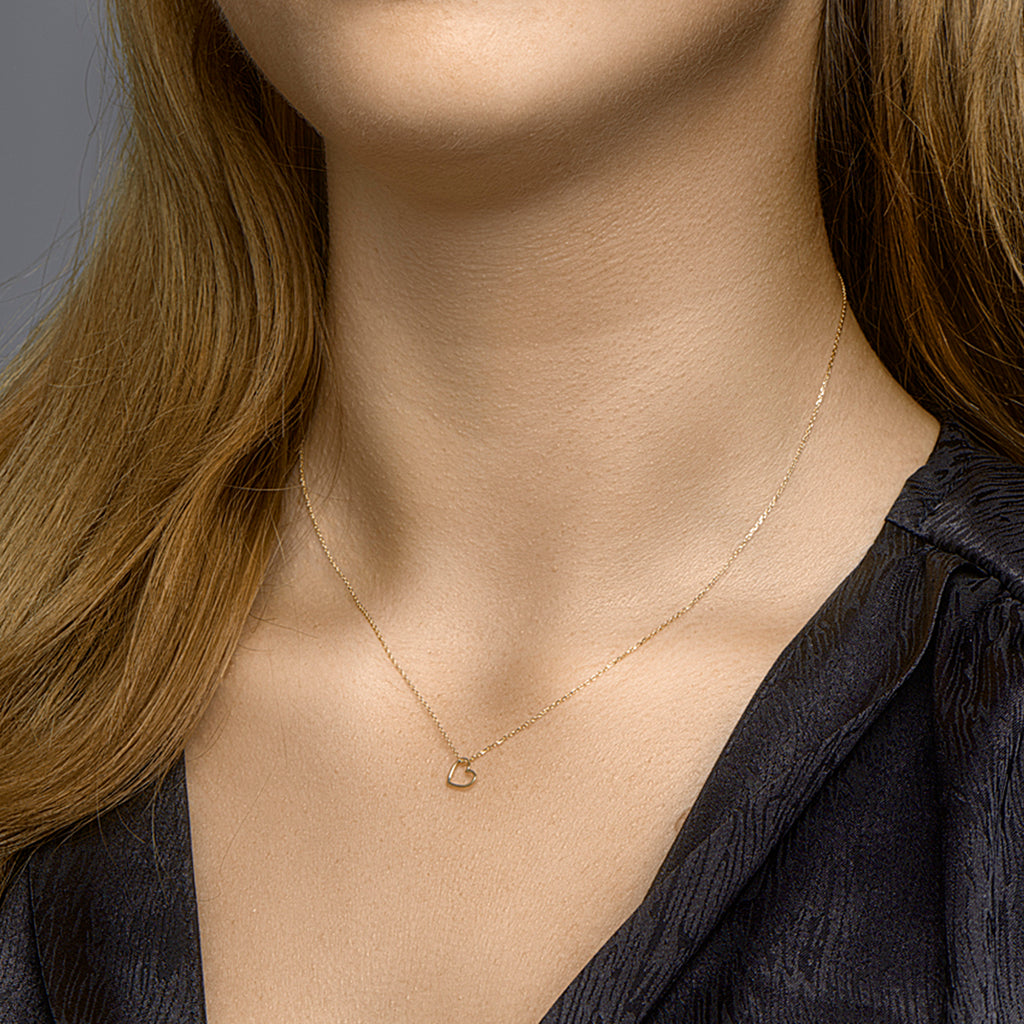 Halskette Herz 40 - 42 - 44 cm 14K Gelbgold