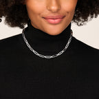 collier poli/mat 5,7 mm 45 cm zilver gerhodineerd