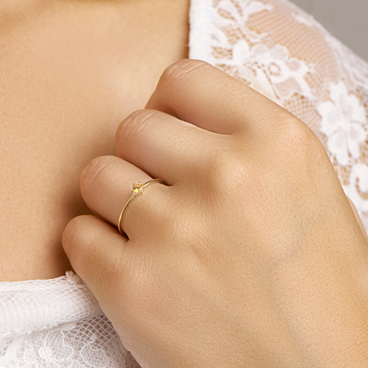 Ring mit Geburtsstein November Citrin 14K Gelbgold