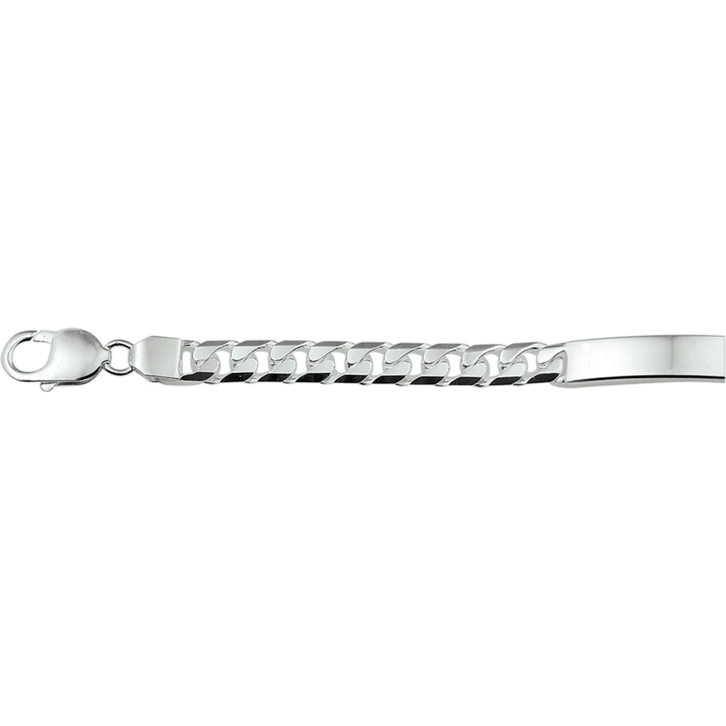 graveerarmband gourmette 6 zijdes geslepen plaat 8 mm zilver wit
