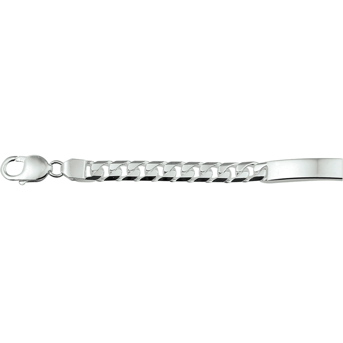 graveerarmband gourmette 6 zijdes geslepen plaat 8 mm zilver wit