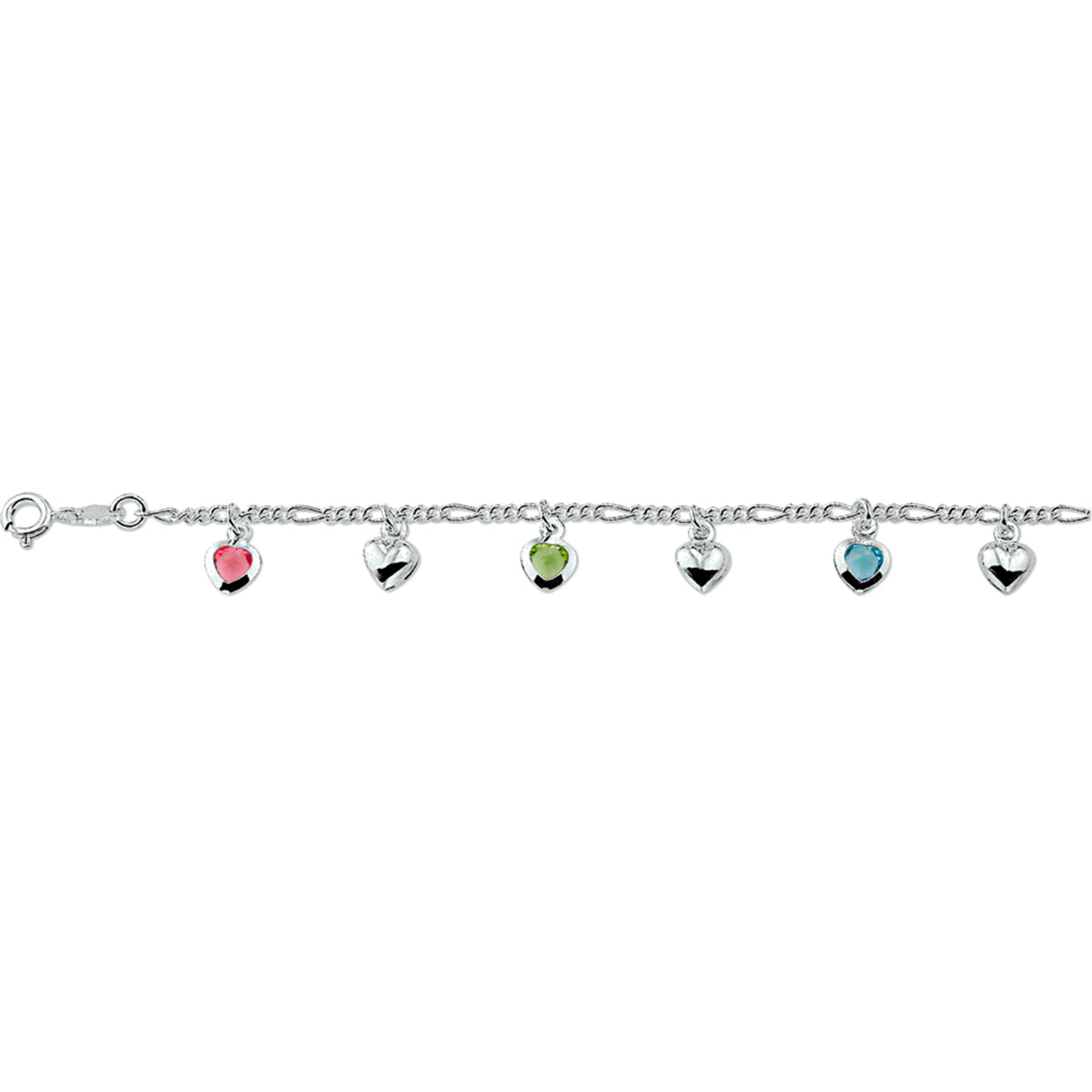 Armband Herz mehrere Farben Zirkonia 16 cm Silber weiß