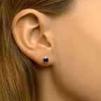 Ohrstecker blauer Zirkonia Silber rhodiniert