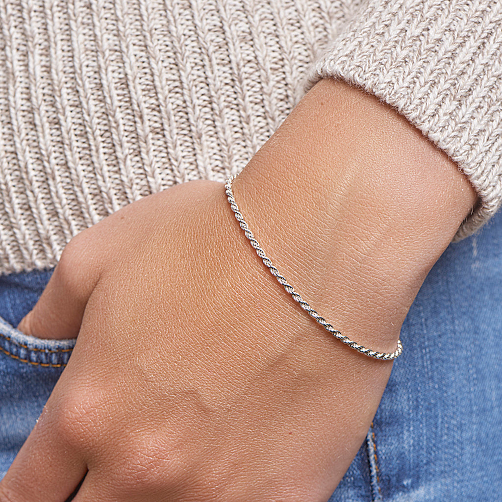 armband koord gediamanteerd 1,9 mm zilver gerhodineerd