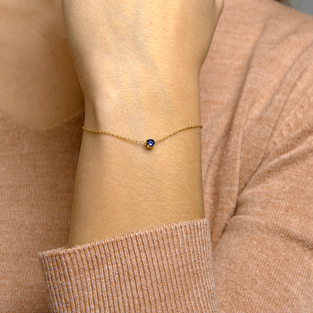 armband saffier 15,5 - 17 - 18,5 cm 14K geelgoud