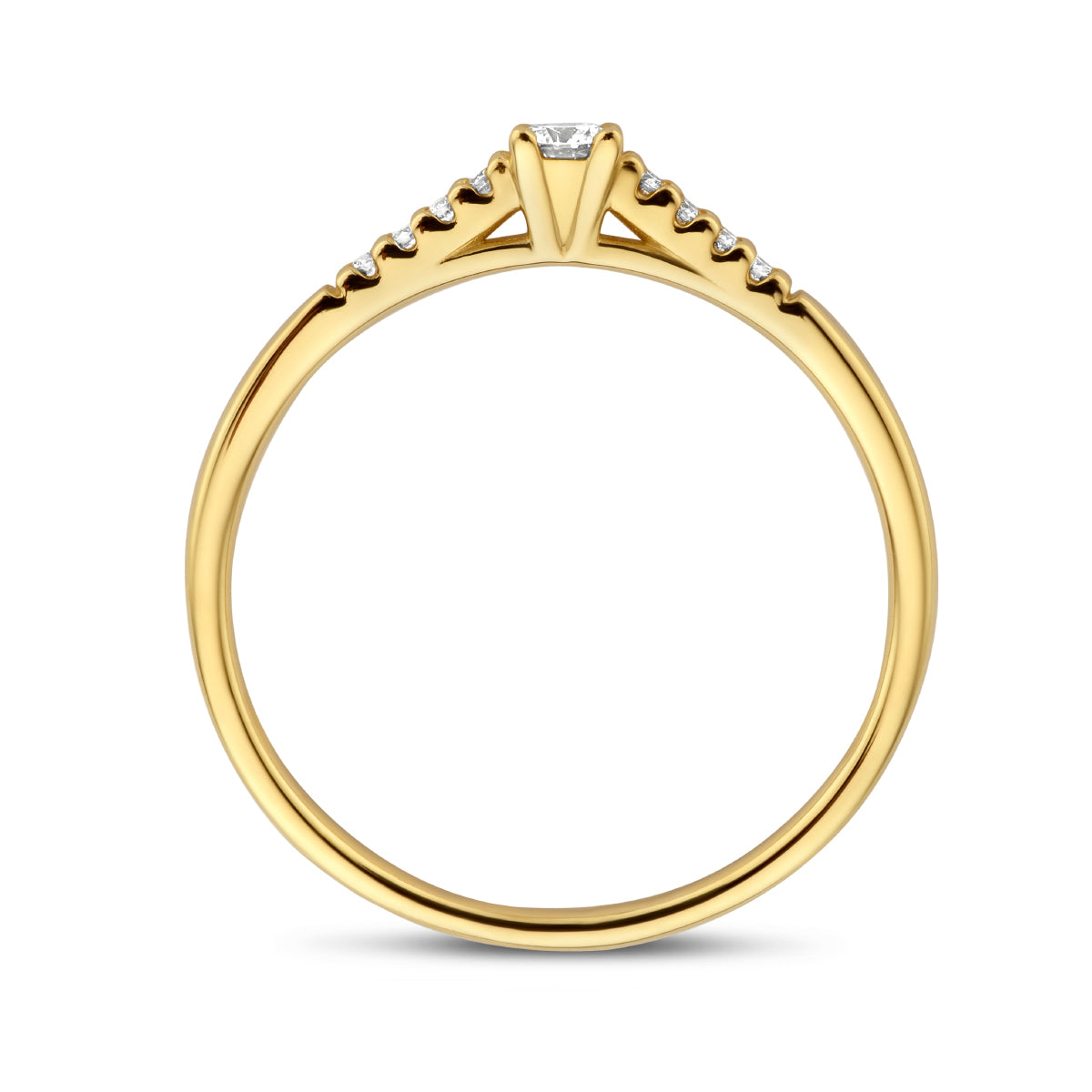 ring diamant 0.10ct h si 14K geelgoud