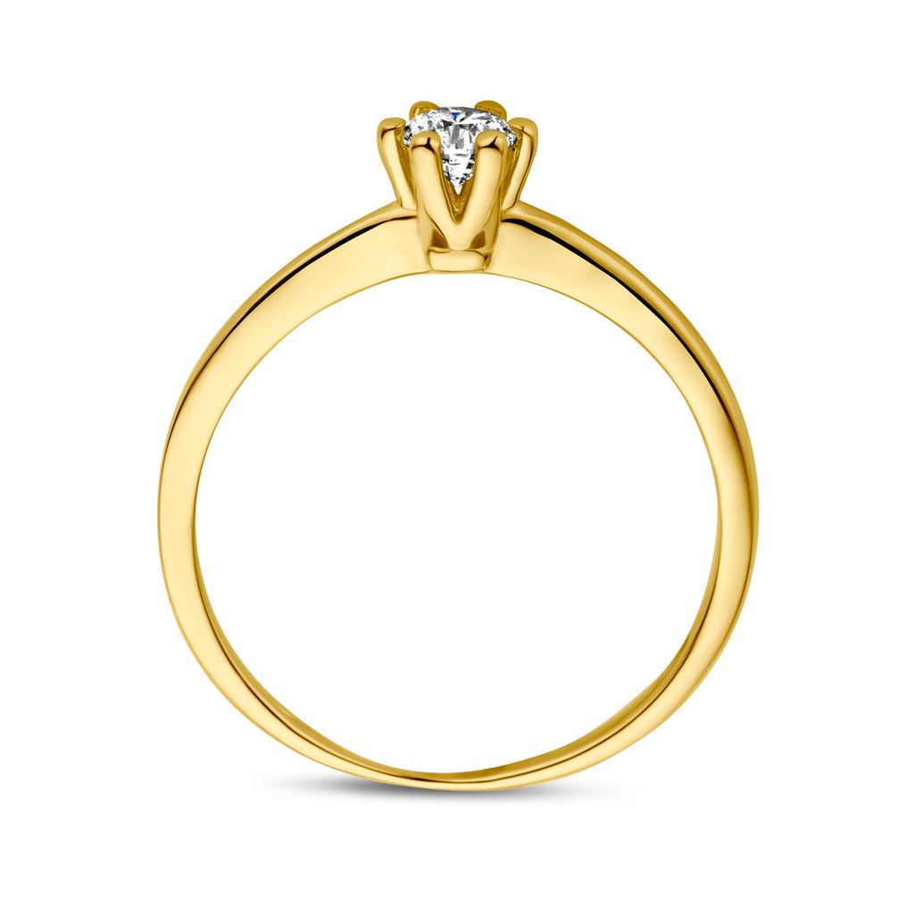 aanzoeksring diamant 0.10ct h si 14K geelgoud