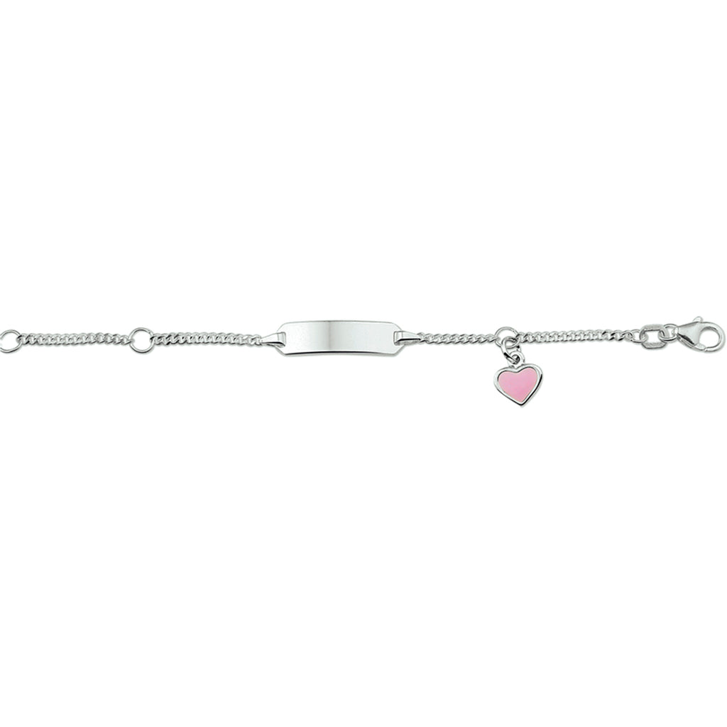 Gravurarmband Herz Emailleplatte 5,0 mm Silber weiß
