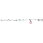 Gravurarmband Herz Emailleplatte 5,0 mm Silber weiß
