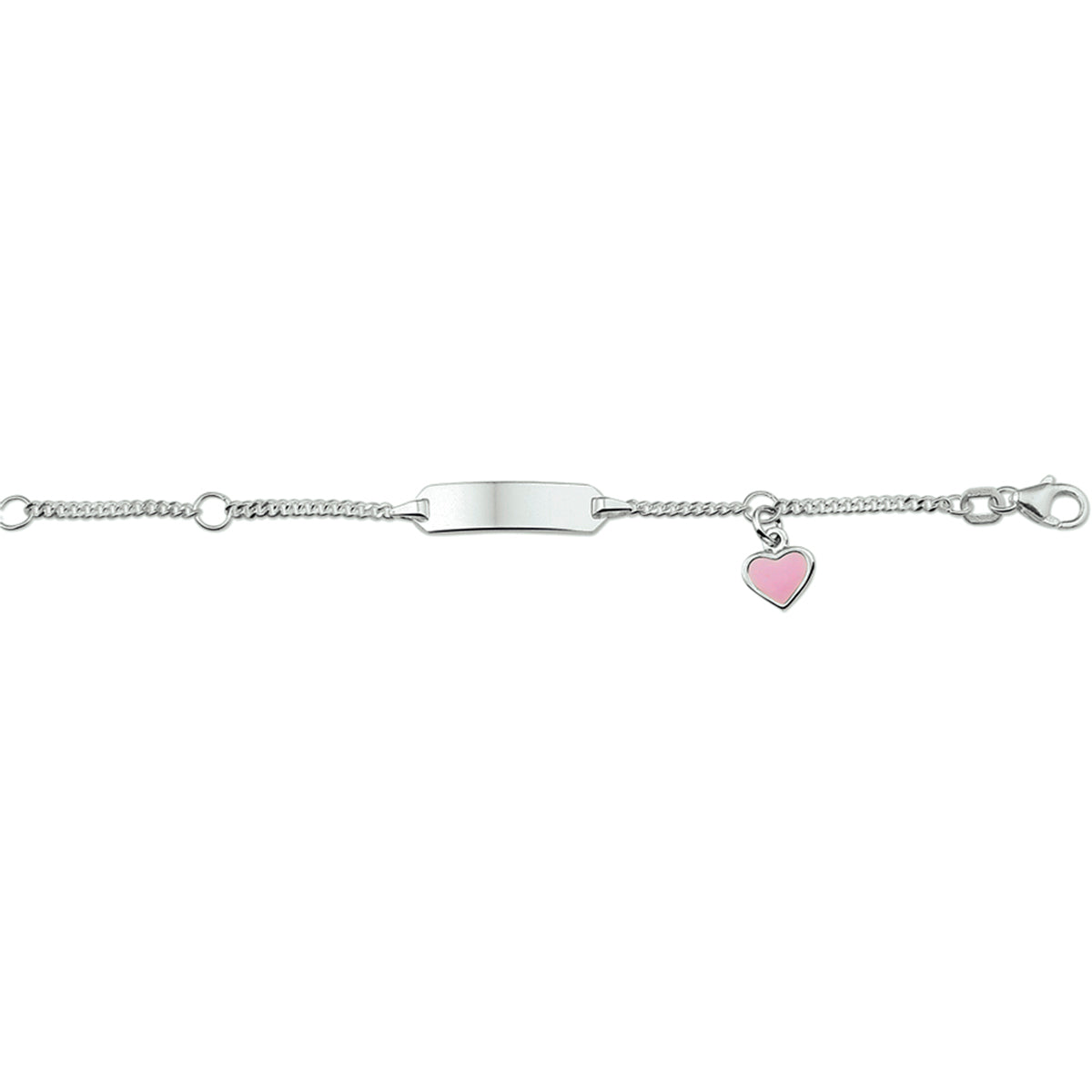 Gravurarmband Herz Emailleplatte 5,0 mm Silber weiß