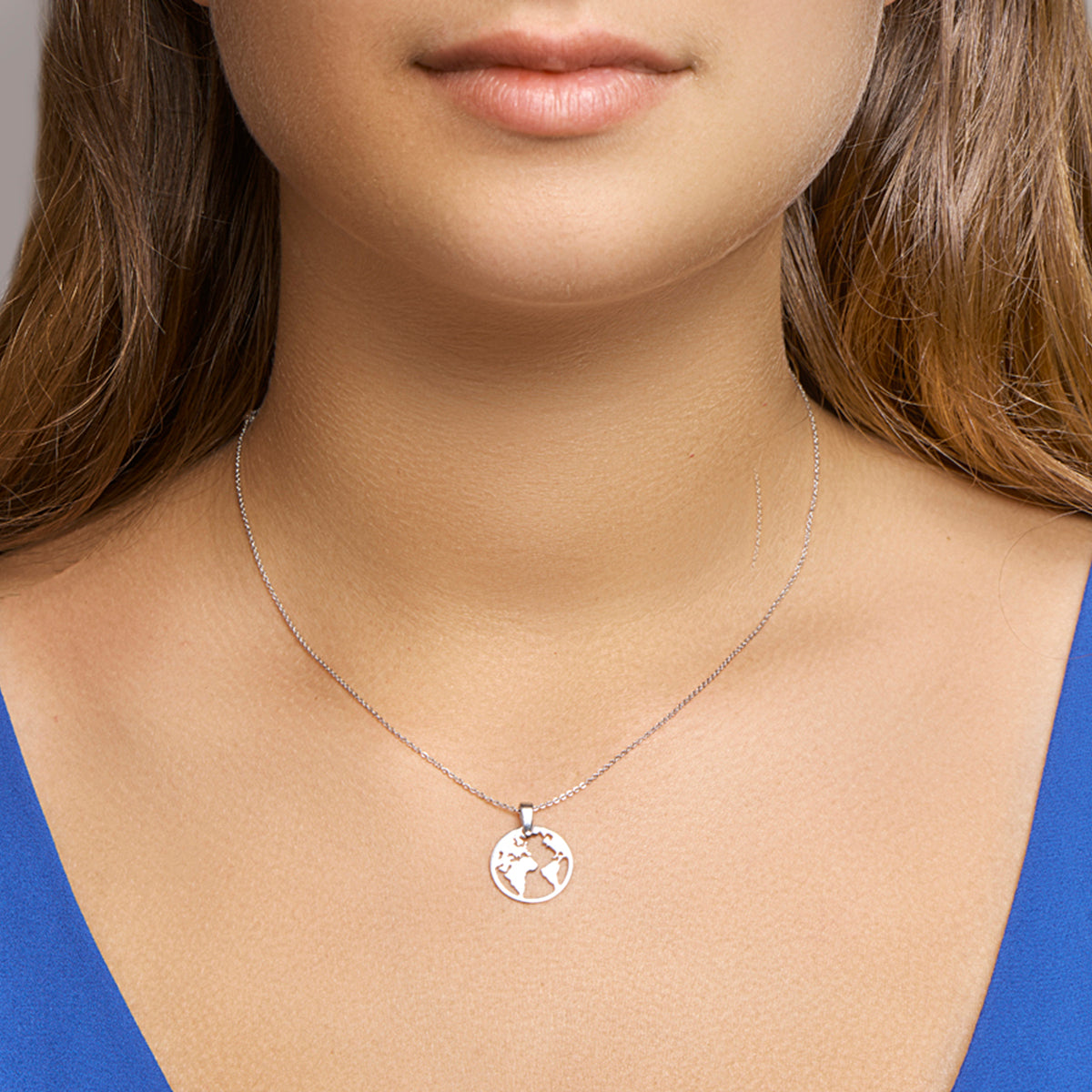 Anhänger Weltkugel 23 mm rhodiniert Silber