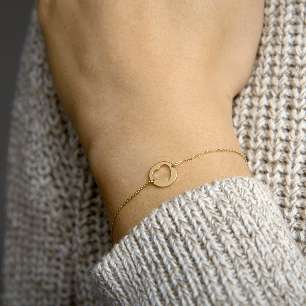 Armband Herz 16,5 - 17,5 - 18,5 cm 14K Gelbgold
