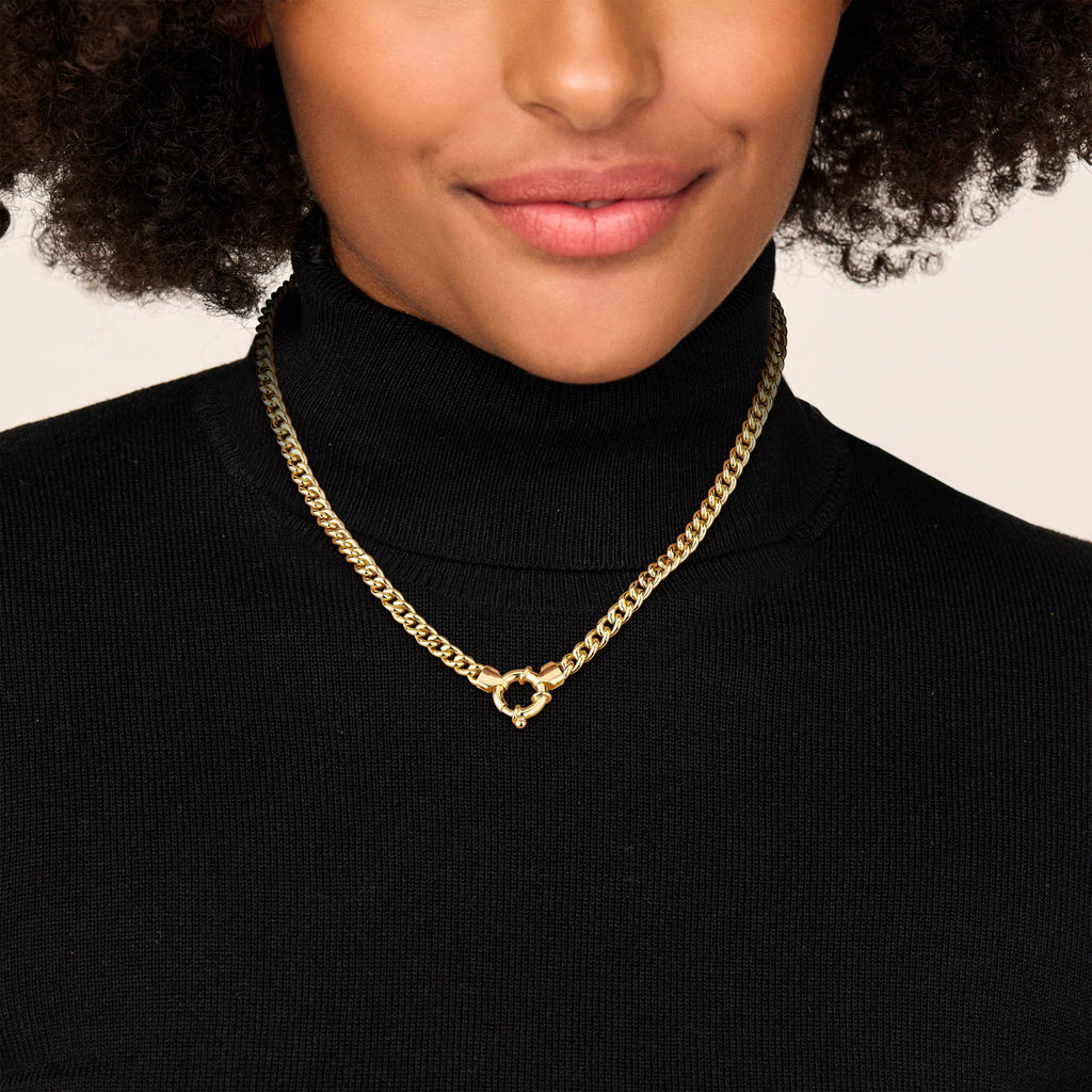 collier gourmette 5,8 mm 45 cm 3 micron met groot veerslot zilver verguld (geel)