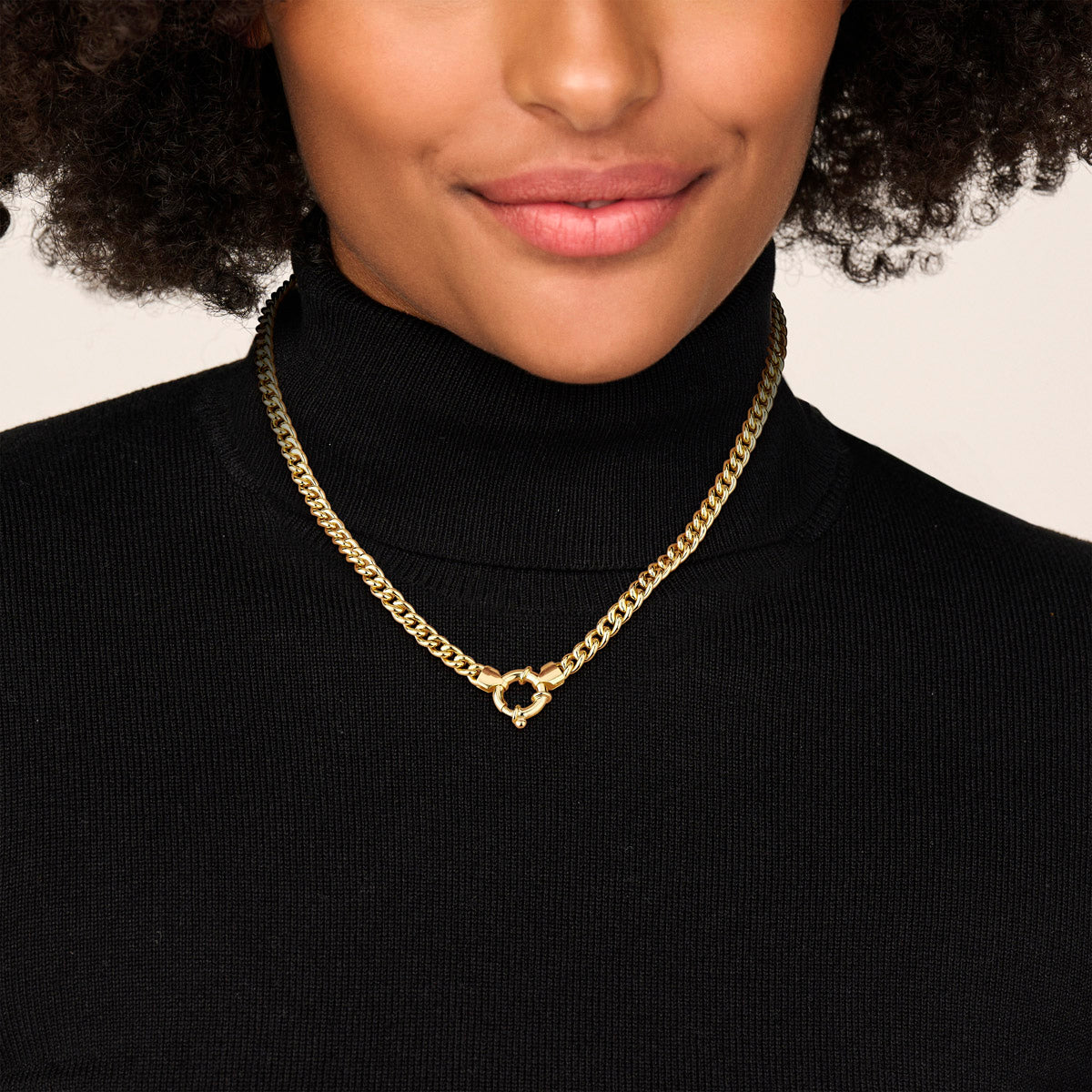 collier gourmette 5,8 mm 45 cm 3 micron met groot veerslot zilver verguld (geel)
