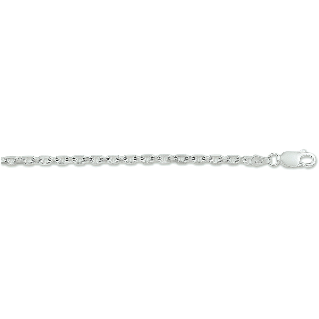 Anker, diamantiert, 2,5 mm, Silber weiß