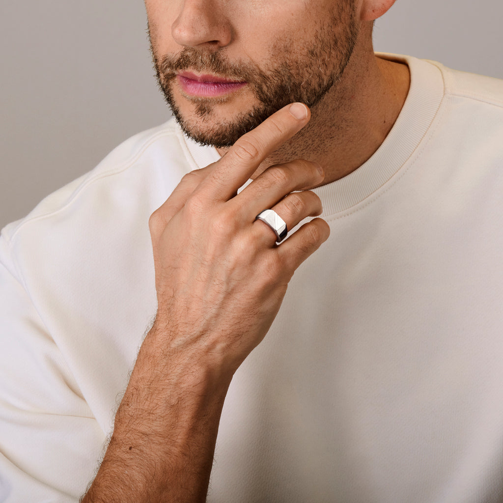 ring poli/mat zilver wit