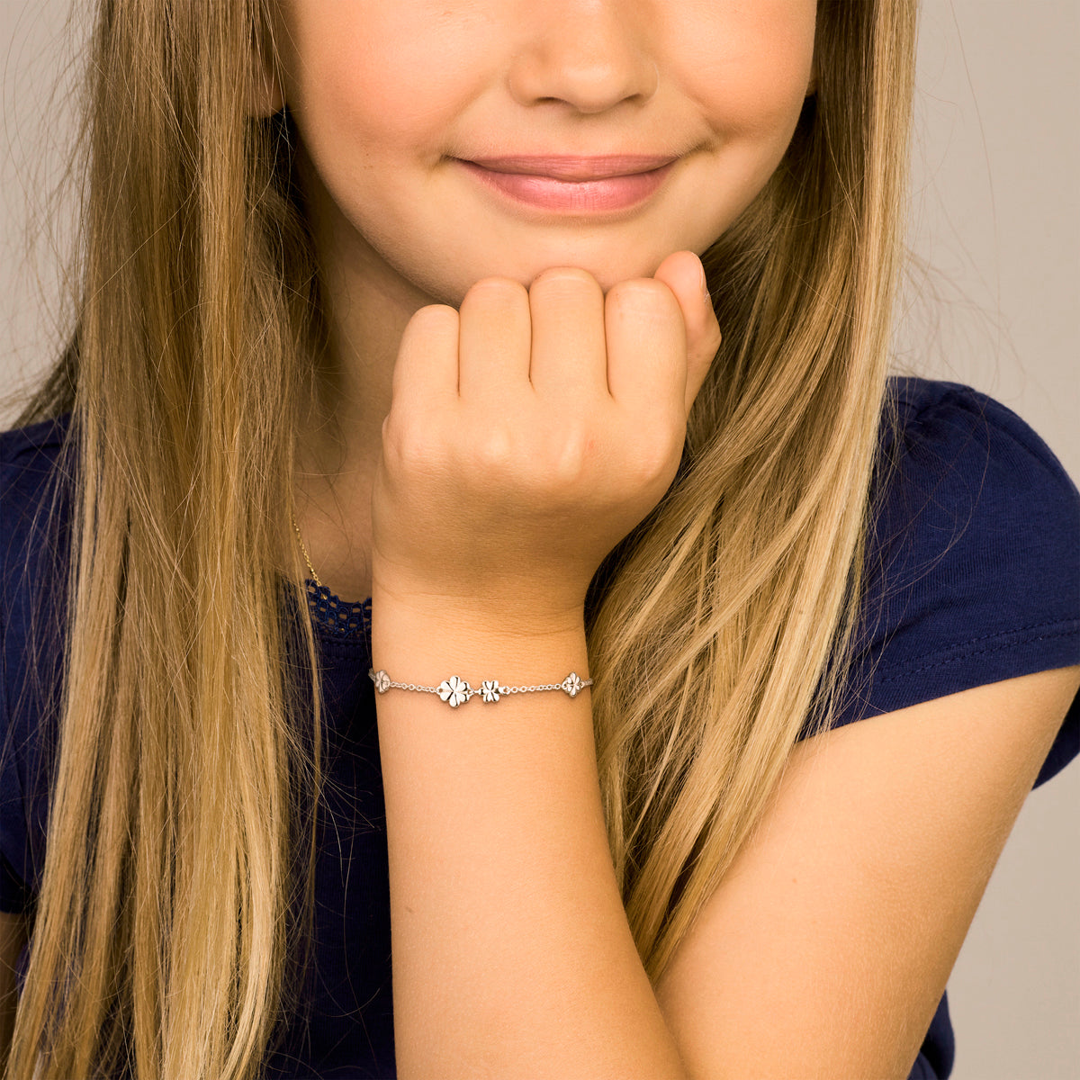 armband bloemen 13 + 3 cm zilver gerhodineerd