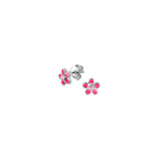 oorknoppen bloem en roze zirkonia zilver wit