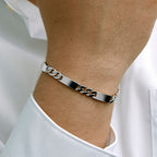 Gravurarmband Gourmette 6-seitig geschliffene Platte 7,0 mm Silber rhodiniert