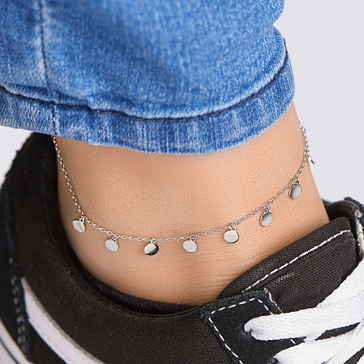 Fußkettchen Kreise 24 + 2 cm Silber rhodiniert