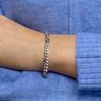 Armband Panzerkette 6-fach geschliffen 5,6 mm 19 cm rhodiniertes Silber