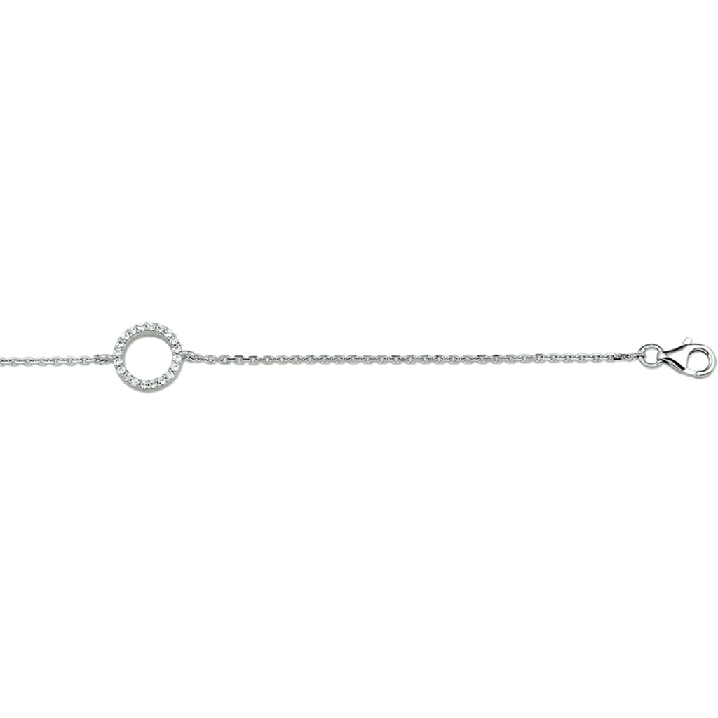 Armband Zirkonia 1,0 mm 15,5 + 2,5 cm Silber rhodiniert