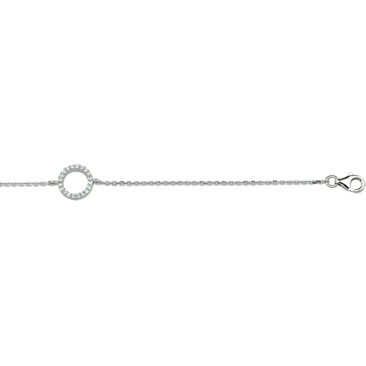 Armband Zirkonia 1,0 mm 15,5 + 2,5 cm Silber rhodiniert