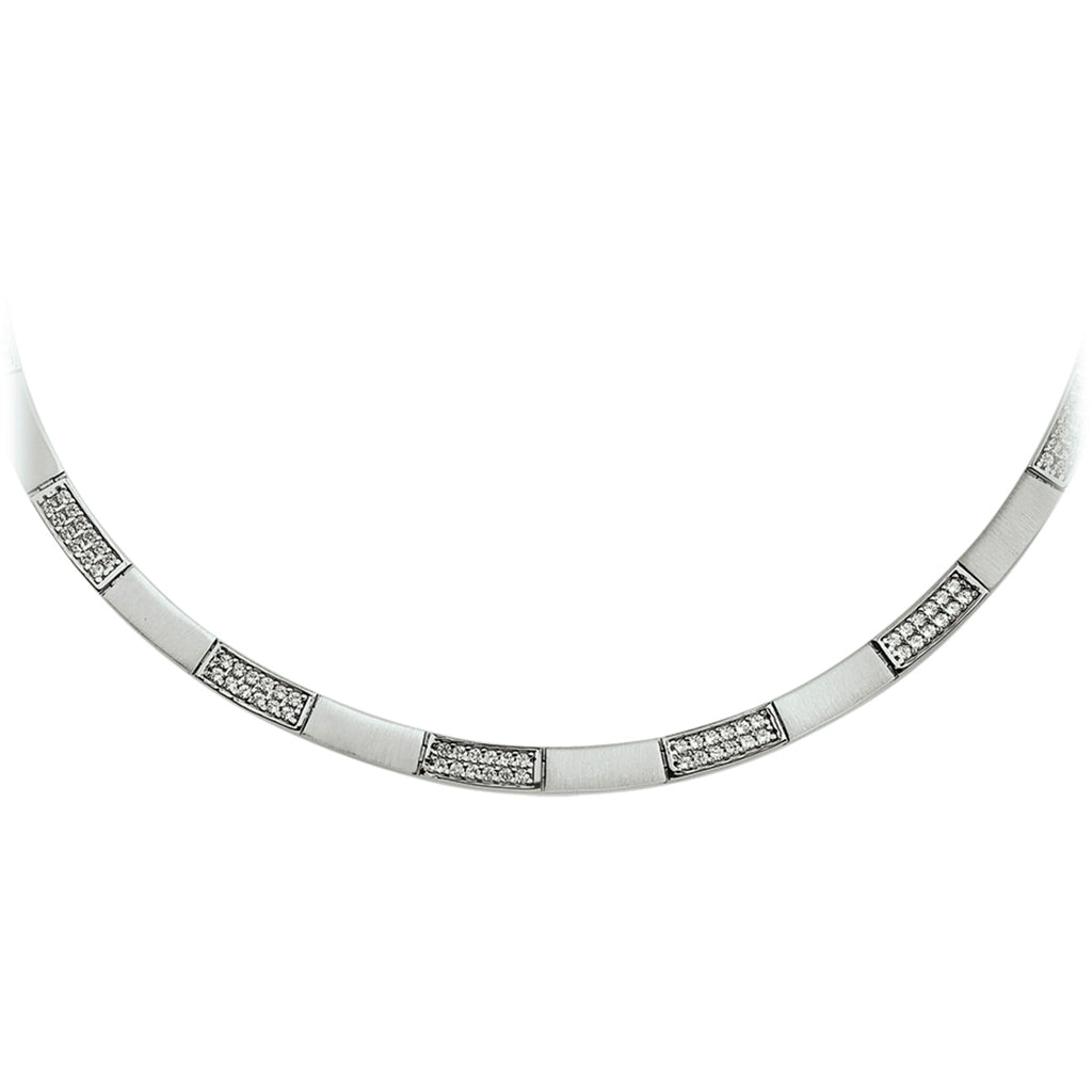collier zirkonia poli/mat 5,5 mm 43 cm zilver gerhodineerd